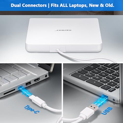 Lecteur CD ROM fin pour ordinateur portable sans lecteur interne compatible Windows et Mac