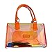 LYEAA Sac à bandoulière transparent en PVC pour femme - Sac à bandoulière tendance - Sac à main de voyage, Orange