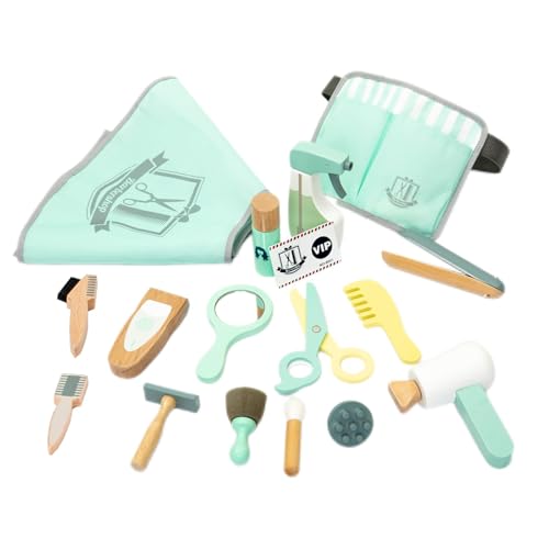 UMU ヘアサロン なりきり 理髪師のおもちゃセット 知育玩具 メイクセット 4歳 女の子 プレゼント おけしよう 子ども 木製 18点子供おもちゃ 3歳以上 ドレッサー 子供 天然木 モンテッソーリ 玩具 誕生日 男の子 プレゼント