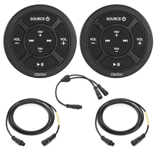 Clarion Two CMR-10 Round, Marine Wired Remote w/CMC-RC-6 6 ft (1.83 m) Remote Extension Cables