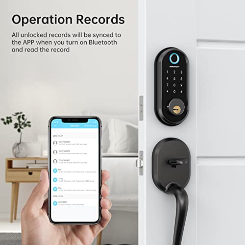 Smart Door Lock, Smonet Keyless Entry Deadbolt Door Lock For Front Door, Electronic Bluetooth Fingerprint Keypad Touchscreen Ttlock For Airbnb Apartment #TOP3
