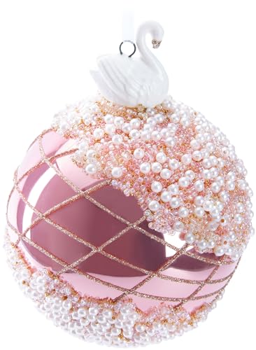BRUBAKER Premium Weihnachtskugel Rosa mit Schwan Figur - Von Hand...