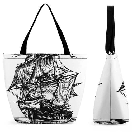 Sac à main femme esquisse de bateau idéal pour vos journées shopping et escapades