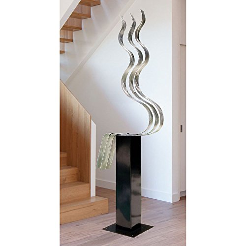 Statements2000 Modern Metal Sculpture Art Indoor Outdoor Decor By Jon Allen, Silver Transitions 24 Inch Base #TOP2