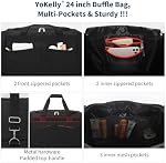 24 Grand sac de gym pour hommes de pouce - 65L Sac à bandoulière Hard Bottom avec compartiment de chaussures pour le sport/voyage - noir