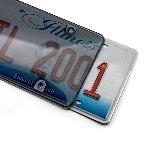 2 pcs License Plates Shields/Cover Clear Smoked Design, Unbreakable Fits All Standard 6x12 Inches Novelty/License Plates.Protect Your Front & Back License Plates(Gray)