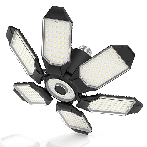 Elebiq Led Garage Light Bulbs 150W 15000Lm 6500K Super Bright Garage Lighting With 6 Adjustable Panels E26/E27 Screw In Deformable Garage Ceiling Light Bulbs For Garage Warehouse cover