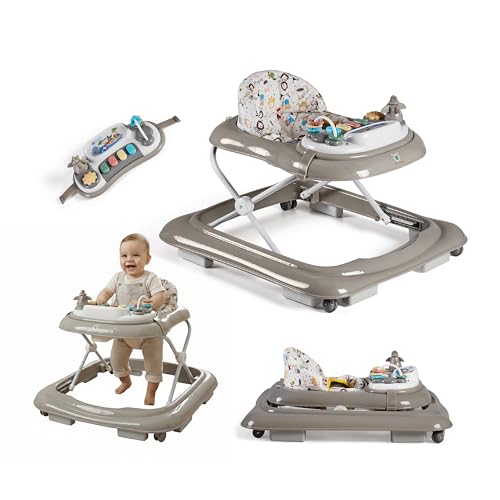 Buddy Baby FUNNY - Andador infantil para bebeé +6meses con Base Antivuelco - Incluye Bandeja De Sonidos Y Juegos - Plegado compacto, altura regulable y ruedas giratorias 360º