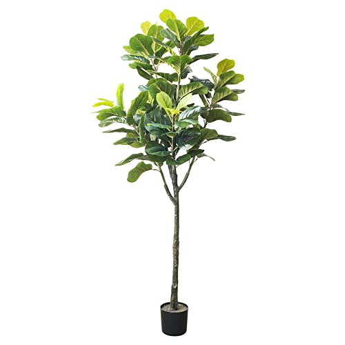 Findosom Artificial Fiddle Leaf Fig Tree, 6Ft Ficus Tree Artificial In Pot, Large Faux Plants Fake Trees Perfect For Indoor Outdoor House Home Office Garden Modern Decoration Housewarming Gift #TOP2