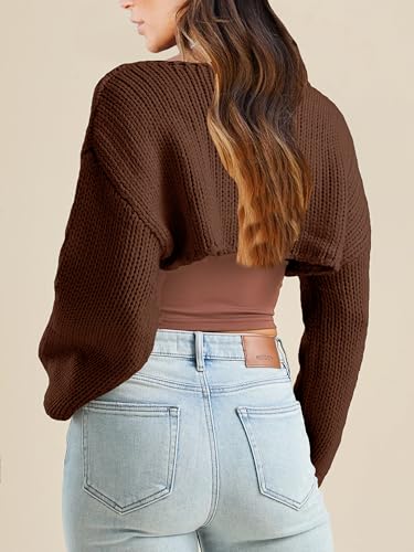 Image of Womens Bolero Crochet Crop Shrug Shoulder Knit Cropped Sweater | Y2K Crochet Crop Top, Half Sweater, Cozy Chest Over the Shoulder Top Cardigan, Cut Off Super Crop, Ballet Lace Sweater