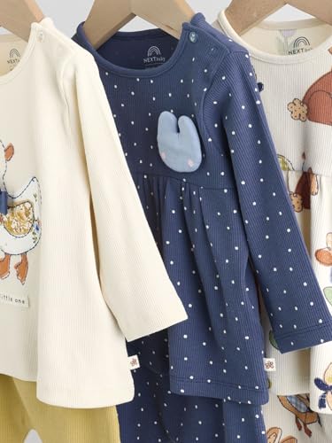 NEXT Baby Mädchen Standard 6-teiliges Set mit Langarmshirt und Leggings Ecru 68-74
