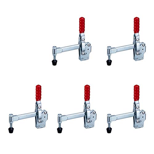 (5-Pack) 500LB SOLID LONG BAR STRAIGHT BASE VERTICAL HOLD-DOWN CLAMP