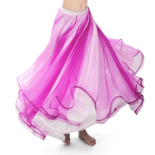 Jupe satin danse orientale ROYAL SMEELA double couche longue pour femme