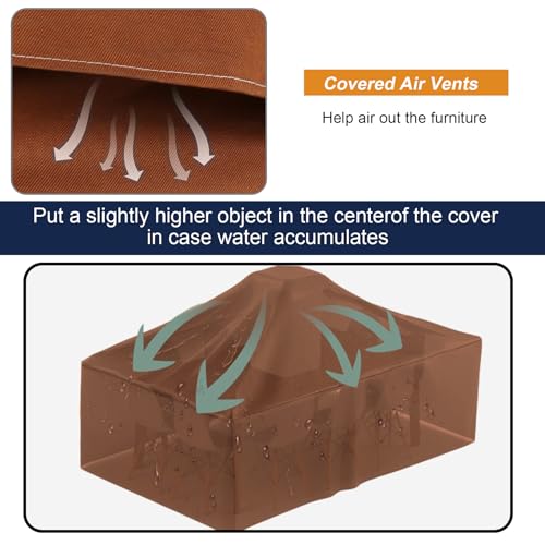 NettyPro Square Patio Table Cover 80 x 80 Inch, Waterproof 600D Heavy Duty Outdoor Furniture Covers for Dining Table and Chair Set, Brown by NettyPro - Used condition - Image 5