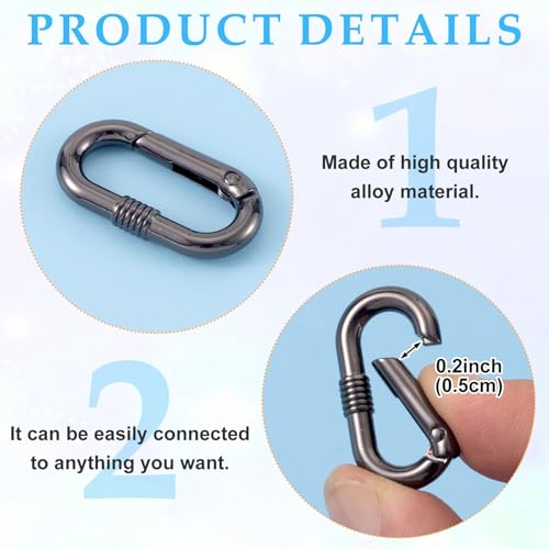 Image of Oval Spring Ring Clips, Metal Keyring Purse Clip | Heavy Duty Opening O Ring Carabiner for Keychains,Backpacks, Keys