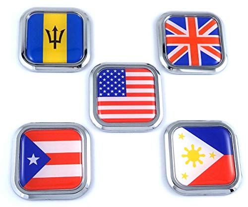Image of Panama Flag Square Chrome Rim Emblem Car 3D Decal Badge Hood Bumper Sticker 2 inch