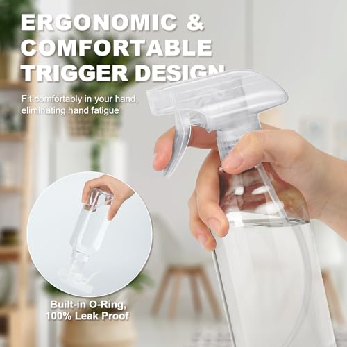 Plastic Spray Bottles (2-Pack, 16.9 Oz) Heavy Duty Spraying, Mist & Stream, Empty Water Sprayer Bottle for Cleaning Solutions, Essential Oils, Hair, Plants, BBQ, Dog Cat Behavior Correction (Clear) - Image 6