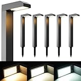 Solar Pathway Lights Outdoor 6 Pack, 3 Color in 1 Bright Landscape Lighting with Cool/Warm/Daylight White Modes, Auto On/Off, IP65 Waterproof for Yard Garden Patio Walkway Sidewalk Lawn Decor