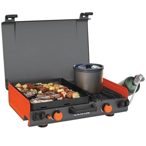 Adventure B.lackstone Ready 14” Propane Camping Griddle with Side Burner,BlackOrange