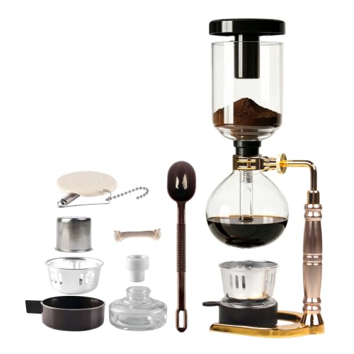 GANGBUKESHE 3-CUP Siphon Coffee Maker, Vacuum Coffee Brewer for Home Office