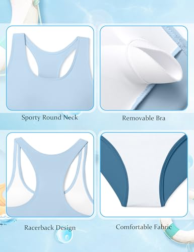 Image of DONWEN Girls Swimsuits V Neck Bikini Set Textured High Waist Girl Two Piece Bathing Suit
