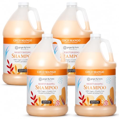 Image of Ginger Lily Farms Botanicals Shampoo, 128oz /4pk, Coco Mango | 100% Vegan & Cruelty-Free | Moisturizing Shampoo for All Hair Types | Refill Size