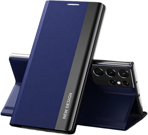 Étui antichoc Samsung S9 Plus rabat cuir bleu avec support