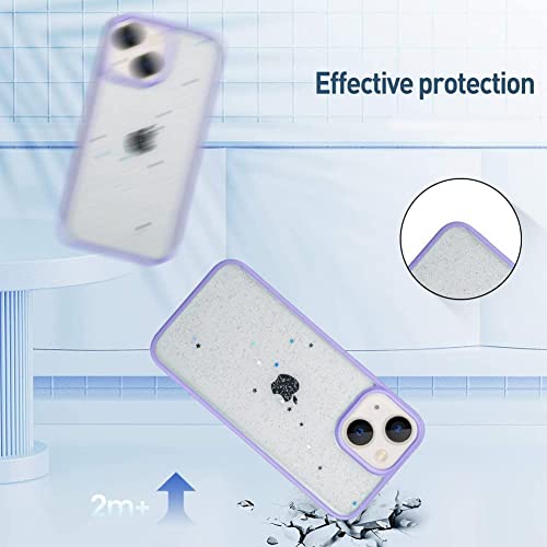 Image of MIDOS Silicone Back Cover Compatable With iPhone 13 Glitter Case For Girls Star Bling Cute Sparkly Transparent Glitter Case For iPhone 13 (Purple)
