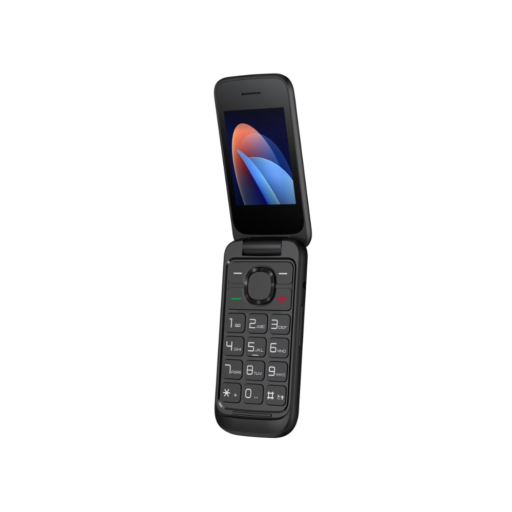TCL Onetouch 5023 Schermo 2.4" Telefono Cellulare Facile Uso, Tasti Grandi per Anziani. Base caricatore, fotocamera, Bluetooth, torcia elettrica, pulsante SOS, registratore, nero [Versione ES/PT]