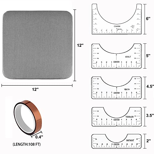 8 Pack Heat Press Mat Pad Kit For Cricut Easy Heat Press Machine,Htv Vinyl Ironing Insulation,12X12 Easy Press Mat Inch With Tshirt Guide Ruler Set,Heat Tape #TOP1