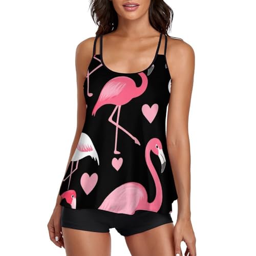 Two Piece Bathing Suit for Women Scoop Neck Tankini Swimsuits Flowy Loose Beachwear Bikini Swimwear