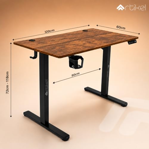 Image of ARTIKEL Artidesk Eco-Neo Height Adjustable Table for Office Work 120x60cm | Electric Standing Desk | Ergonomic Sit Stand Workstation | USB-A & Type-C Charging | 3 Memory Presets | 80kg Load Capacity