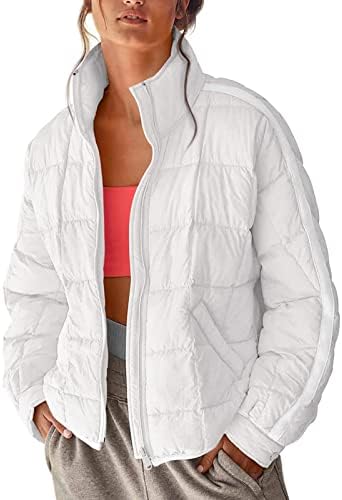 fannyouth Quilted Jackets for Women Lightweight Womens Casual Padded Full Zip Stand Collar Jackets Coat Fashion Outerwear #pay221117- *204-christmas Decorations