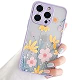 Reownest iPhone 16 Pro用ケース クリア フロスト PC バック 3D 花柄 ガールズ ウーマン ソフト TPU バンパー 保護 シリコン スリム 耐衝撃 ケース iPhone 16 Pro-Taro パープル