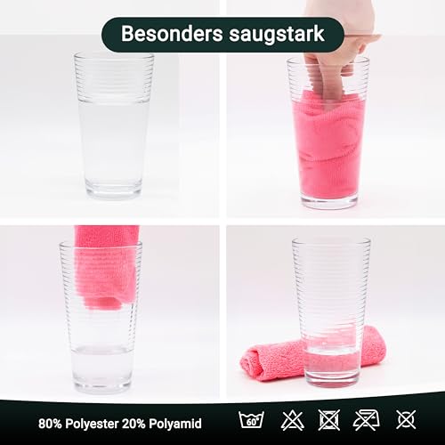ZOLLNER 50er Set Mikrofasertücher für streifenfreien Glanz - flusenfreie und saugstarke Reinigungstücher - waschbar bis 60°C - 32x32cm - Hotelqualität