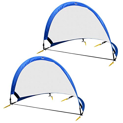 HOMCOM Set de 2 Porterías de Fútbol Diseño Pop-UP Redes de Fútbol...