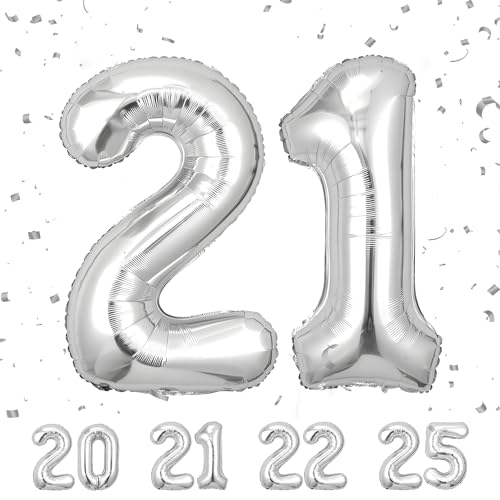 Palloncini Compleanno 21 Anni Argento -40 Pollici-Decorazioni Pallone Gonfiabile Beige