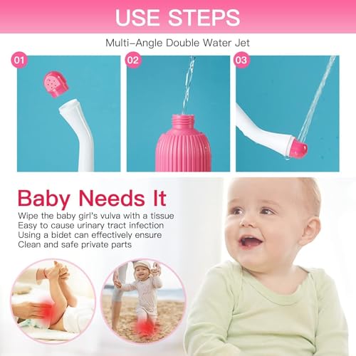 Image of RECLUSE Handheld Portable Bidet Spray with 2 Angled Nozzles Personal Bidet Sprayer for Kids Ass Washing, Personal Hygiene Bathroom Aid, Pregnant Women Cleansing, Postpartum Clean (Pink)