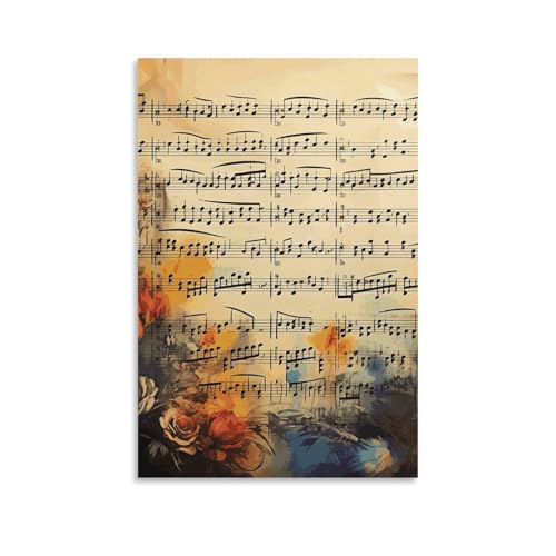 Peinture sur toile note de musique vintage et poster pour salon chic