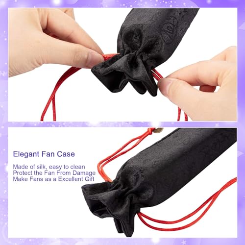 Image of Maitys Large Rave Fan Folding Handheld Fans 13'' Clap Fans for Line Dancing Clack Fan Holographic Festival Accessory for Martial Art Gift Performance, Includes 2 Pouch