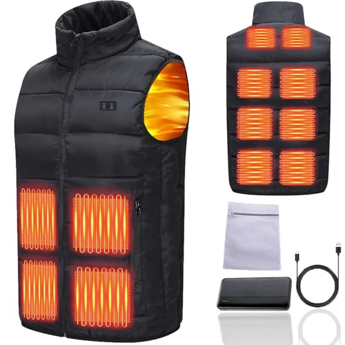 Ahigh Beheizbare Weste mit 20000mAh Powerbank & 12 Heizzonen Heizweste Herren Damen mit 3-Stufen Temperaturregler Beheizte Jacke Wärmespeicher-Graphen wärmeweste für Outdoor-Aktivitäten