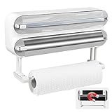 3 in 1 Foil and Plastic Wrap Organizer，Magnetic Plastic Wrap Dispenser with Cutter，Aluminum Foil O