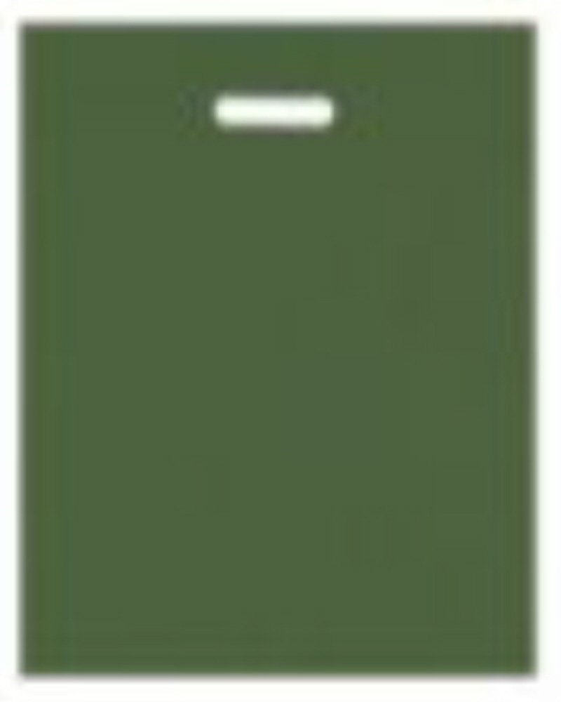 UKPS50 Strong Harrods Green Colour Plastic Polythene Die Cut Handle Carrier Bags - Large Size 15 x 18 x 3" Patch Varigauge Shopping Gift Boutique Party Fancy