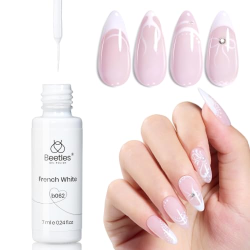 Beetles White Gel Liner Nail Polish, 7ml French Tip Nail Art Pain...