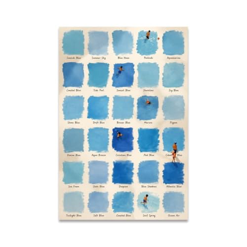 Blue Watercolor Ocean Poster Summer Pool Scene Canvas Wall Art