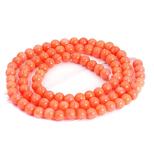 SR_BGSJ Natural 2 3 4 6 8mm Round Orange Sea Bamboo Coral Gemstone Jewelry DIY Beads Strand 15 Natural Stone for Necklace Bracelet DIY Design (4mm)