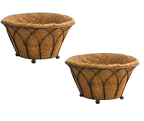 GARDEN KING 14 INCH Round Floor Basket with Coir Liner for Indoor/Outdoor Gardening, Natural Coir Basket for Home & Garden Decorations, Flowers Plant Container (Black, Set of 2 PCs) (B07T5TRWR3) Amazon Price History, Amazon Price Tracker