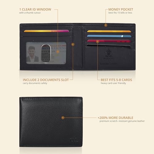Slim Leather Wallet for Men - RFID Wallets Credit Card Holder Ultra Thin Gift for Mens, Front Pocket Minimalist Design2