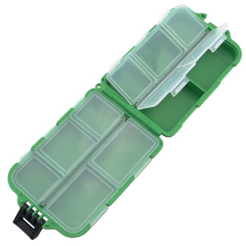 2 cajas de almacenamiento para accesorios de señuelos y aparejos de pesca, color verde oscuro, 10x6.5x3 cm, hechas de polipropileno miniatura 4