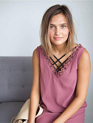 Halftee Silky Elegant Criss Cross Tank Layering Tee | Crop Tops For Women & Teens | Black | 2X/3X #TOP3